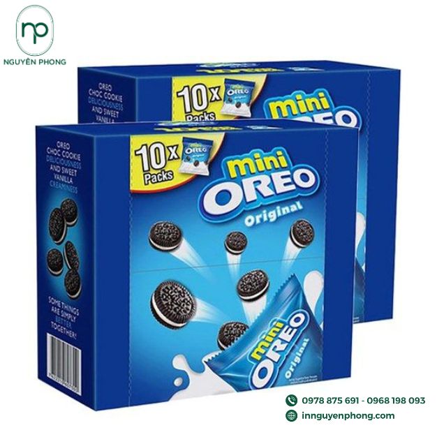 màu xanh dương chủ đạo cho sản phẩm bánh oreo